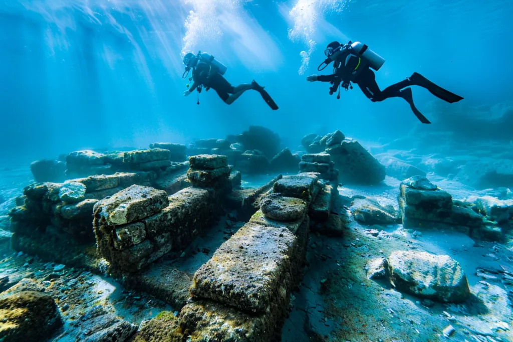 Diving in clear waters