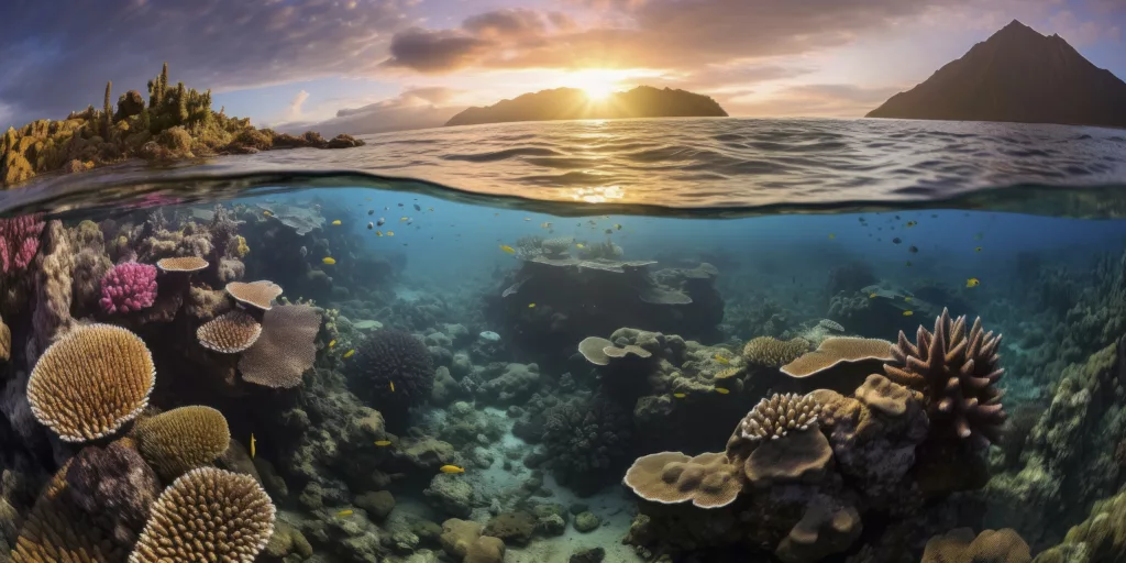 beautiful corals underwater landscape - Bali Diving