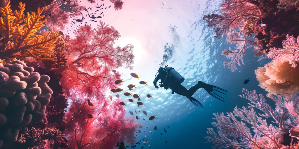 diver sea surrounded by wild nature - Bali Dive Resort