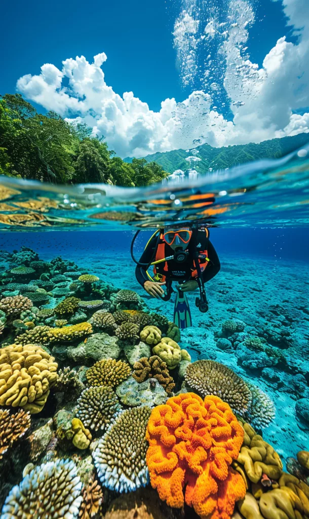 Scuba diving in the beautiful underwater