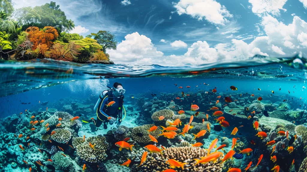 diver sea surrounded by wild nature - Bali Dive Resort