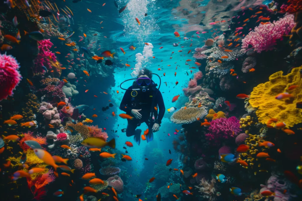 super colorful dive sites with many corals and fishes