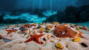 sandy sea bottom marine life underwater - boga wreck diving