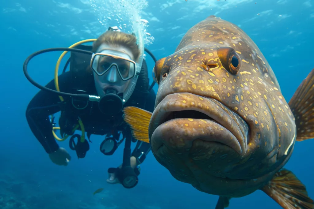 diving with fish 