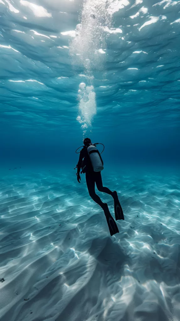 scuba diving in a clear water