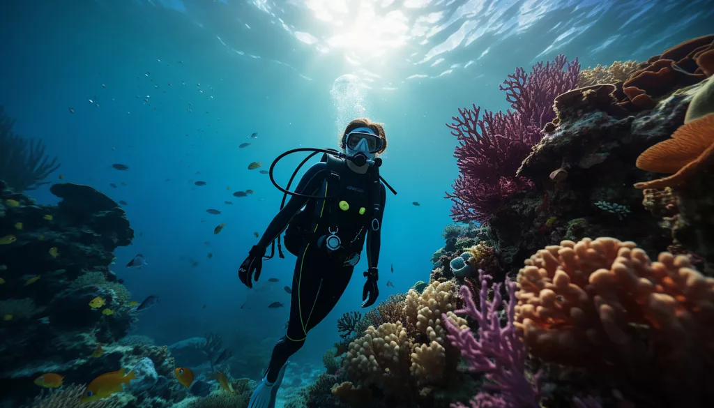 Scuba diving in the beautiful underwater