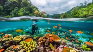 Diving in the clear water with clear visibility - Bali dive resort