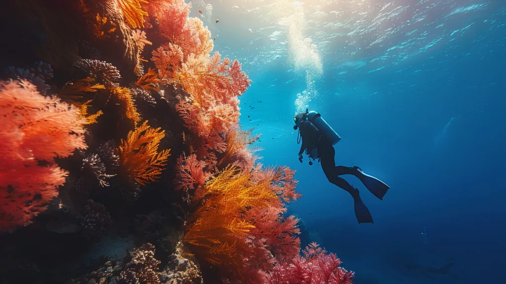 Scuba Diving in the clear water with clear visibility - Bali dive resort