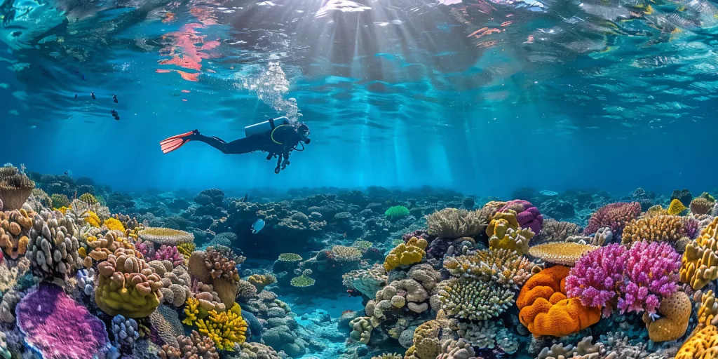 scuba diving alone in the clear visibility - boga wreck