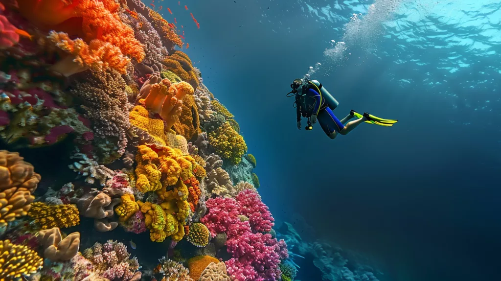 Diving in the clear water with clear visibility - Bali dive resort