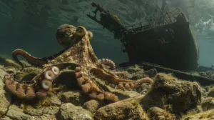 octopus seen its underwater natural habitat - Boga Wreck