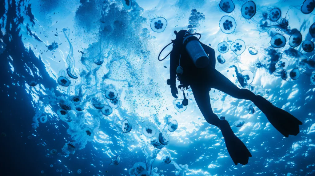 scuba diving taking picture from below