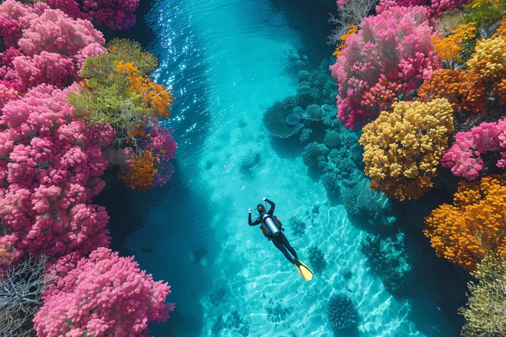 scuba diving in the very pretty colorful dive sites