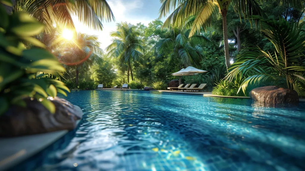 A tropical paradise at a poolside resort - Bali dive resort