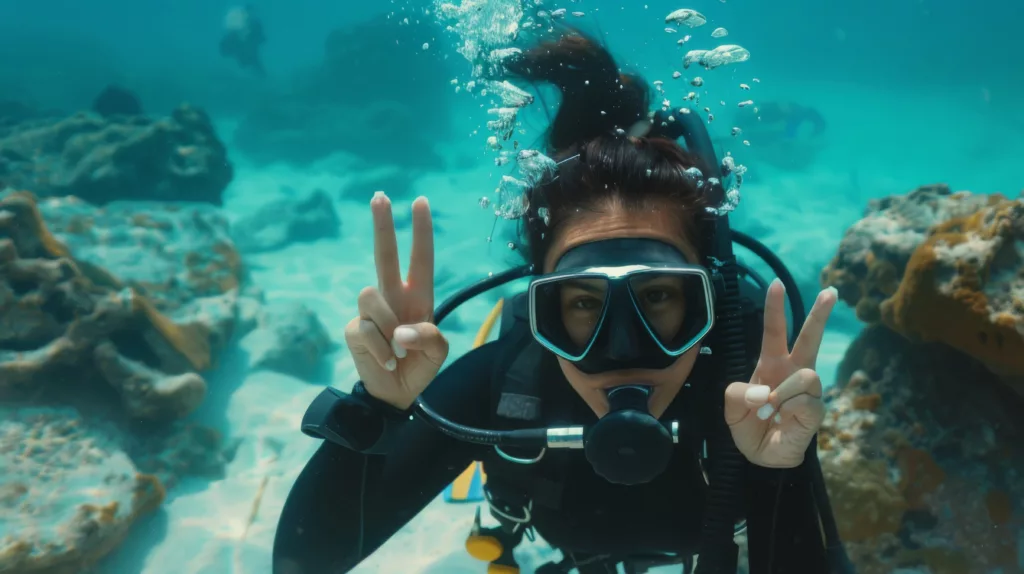 a woman doing scuba diving